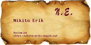 Nikits Erik névjegykártya